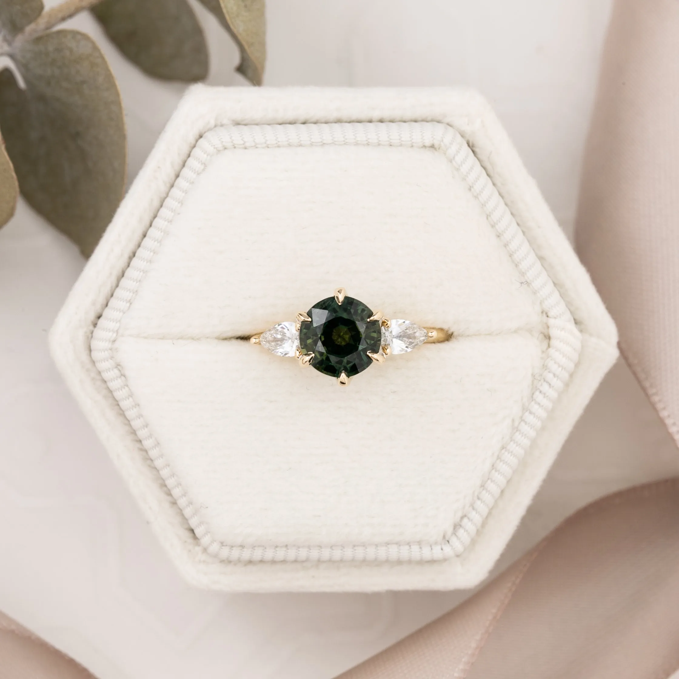 Claire Ring 1.71ct Parti Green Yellow Australian Sapphire, 14k Yellow Gold (One of a kind)