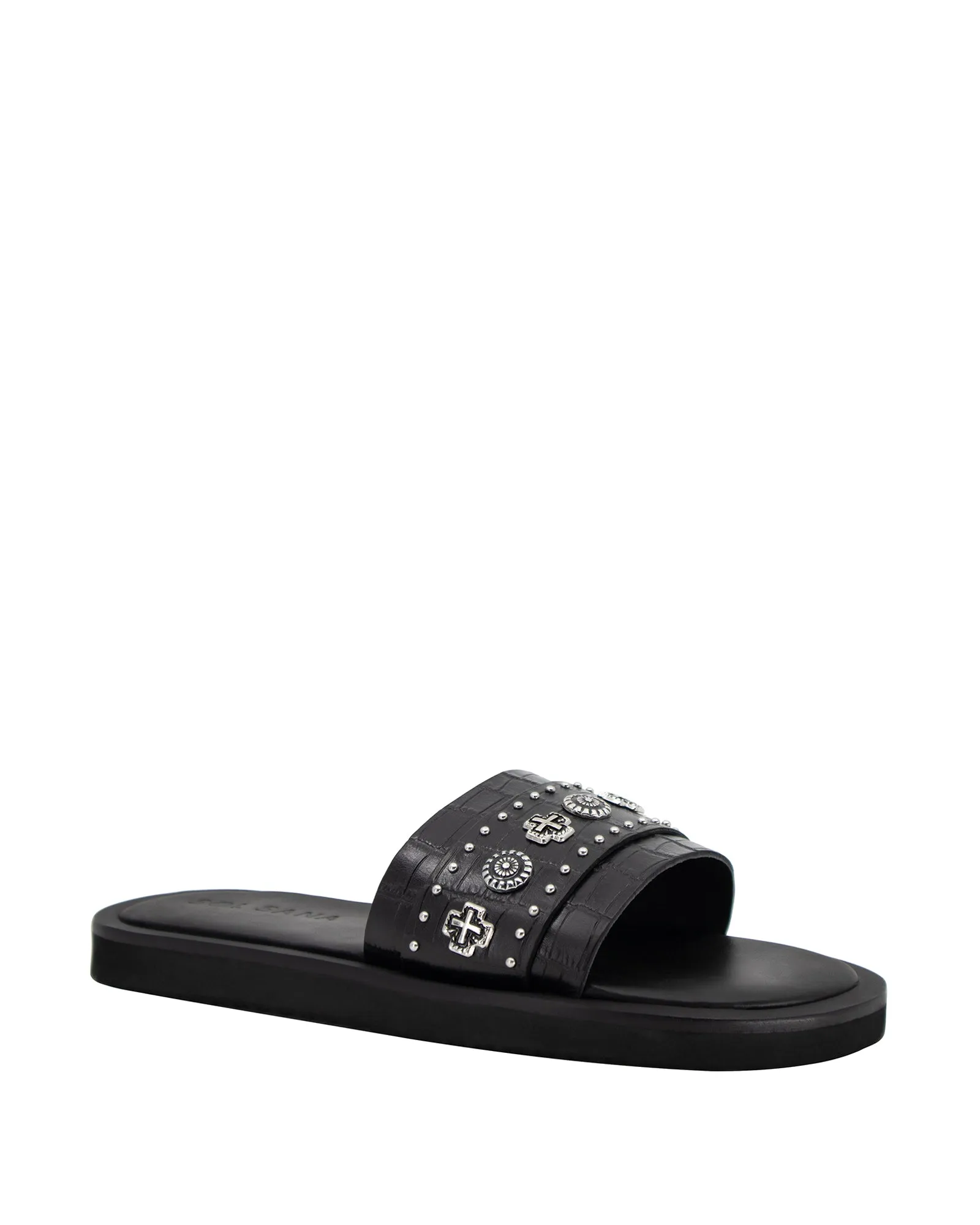 Cleo Stud Slides - Black / Silver