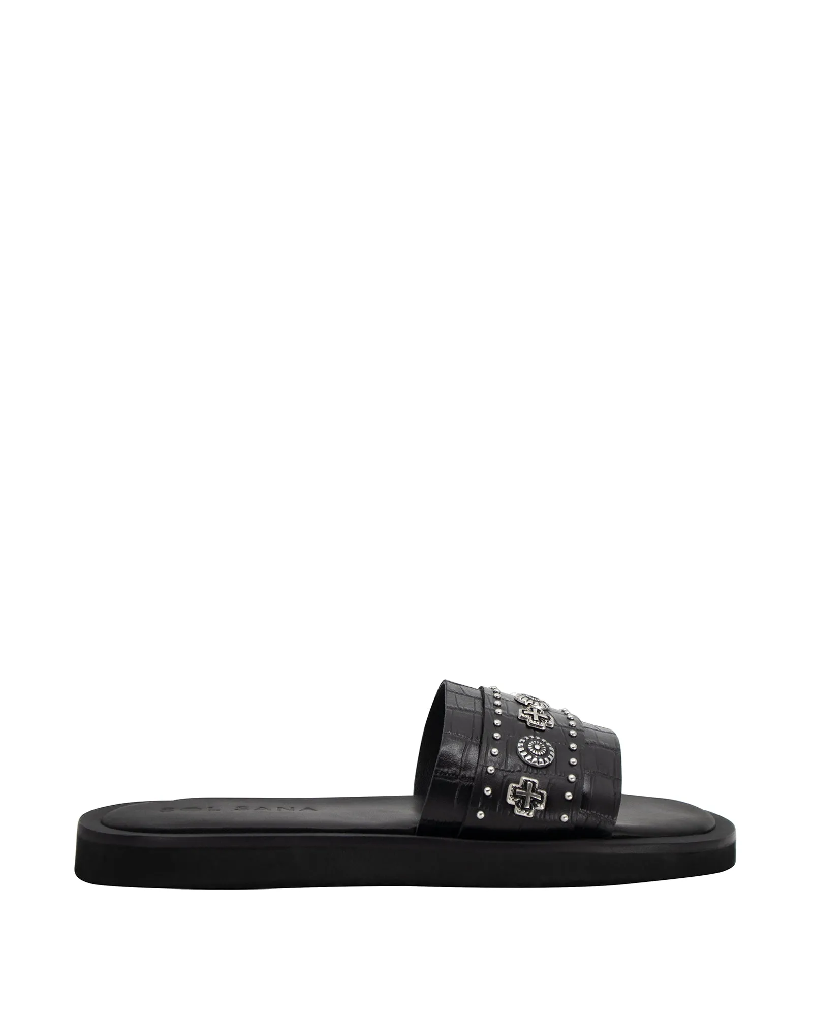 Cleo Stud Slides - Black / Silver