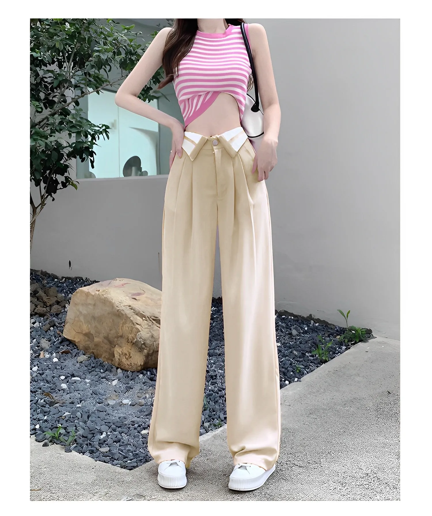 Collar Belt Korean Baggy Pant