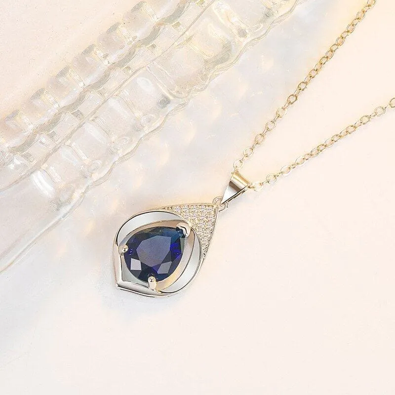 Collares Mujer Blue Sapphire Necklace - S925 Sterling Silver