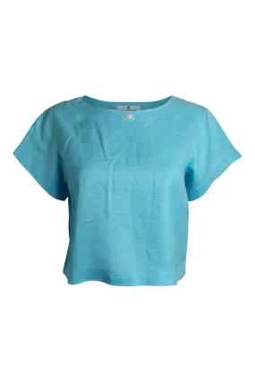 COURRGES Vintage Baby Blue Viscose Short Sleeved Crop Top (FR 44)