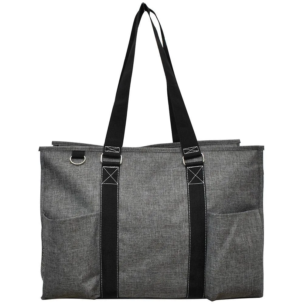 Crosshatch Gray NGIL Zippered Caddy Large Organizer Tote Bag