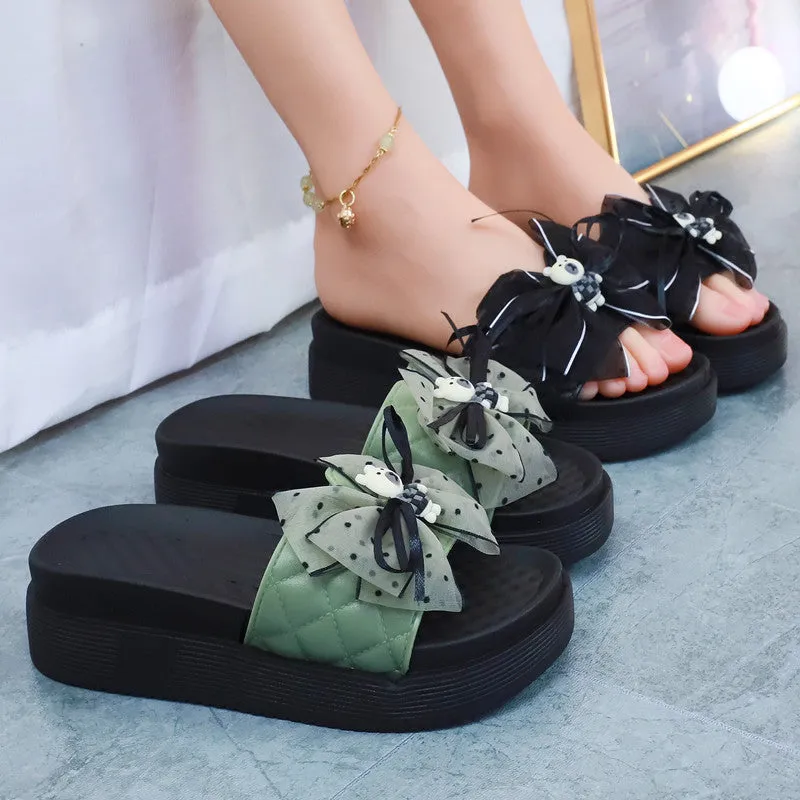 Cute Black Summer Bow with Bear Sandals ON882