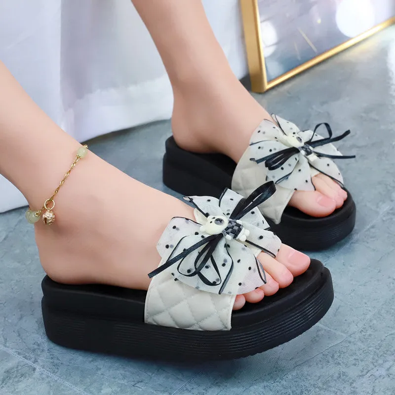 Cute Black Summer Bow with Bear Sandals ON882