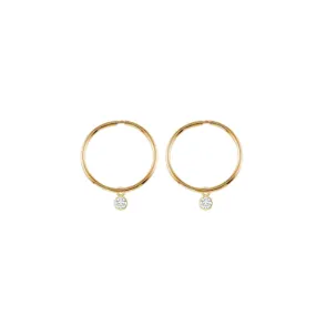 Dainty Diamond Charm Hoop Earrings