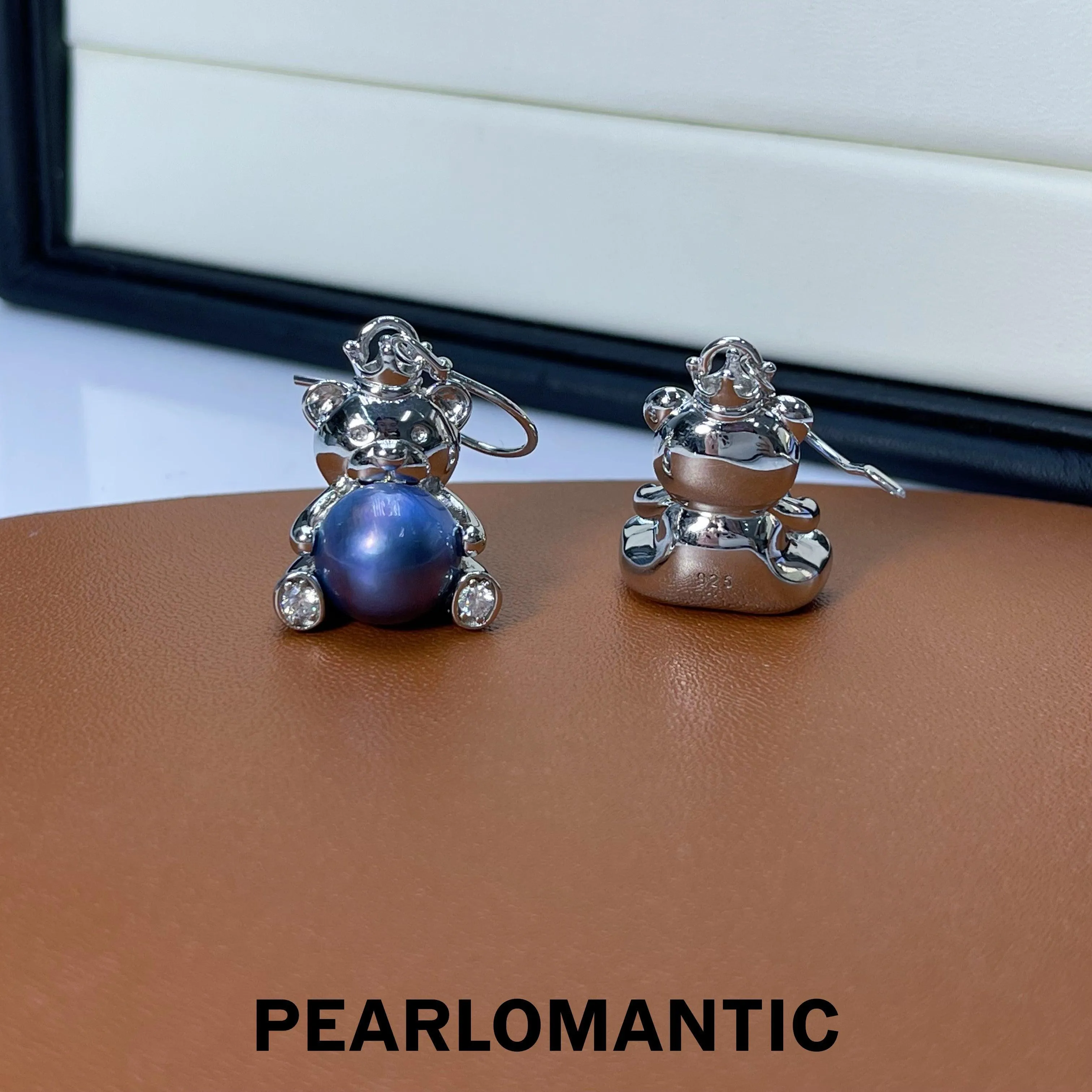 [Designer's Choice] Saltwater Mabe Pearl 11-12mm Blue Bear Ear Hooks w/ S925 Silver