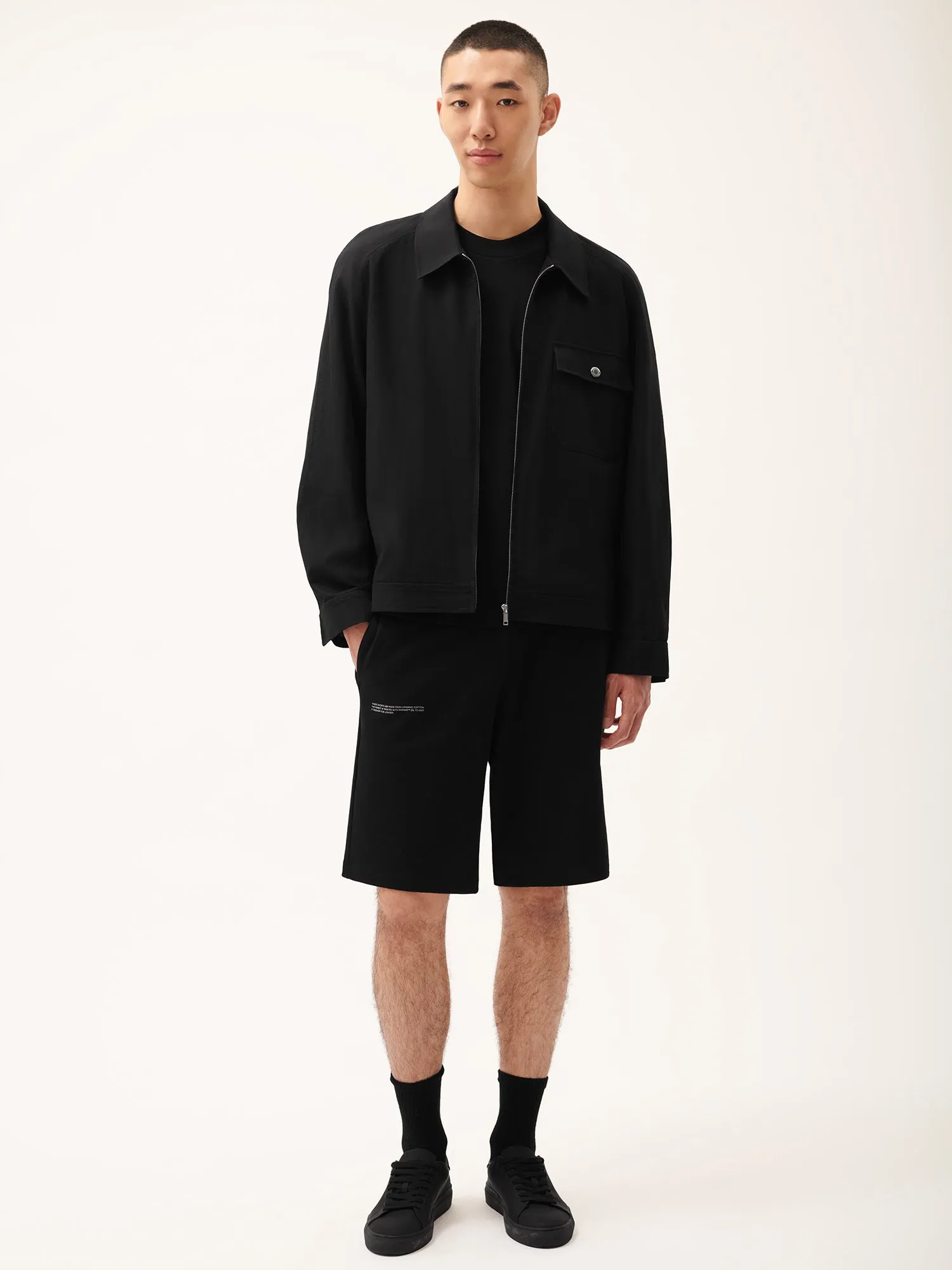 DNA Cotton Linen Harrington Jacket—black