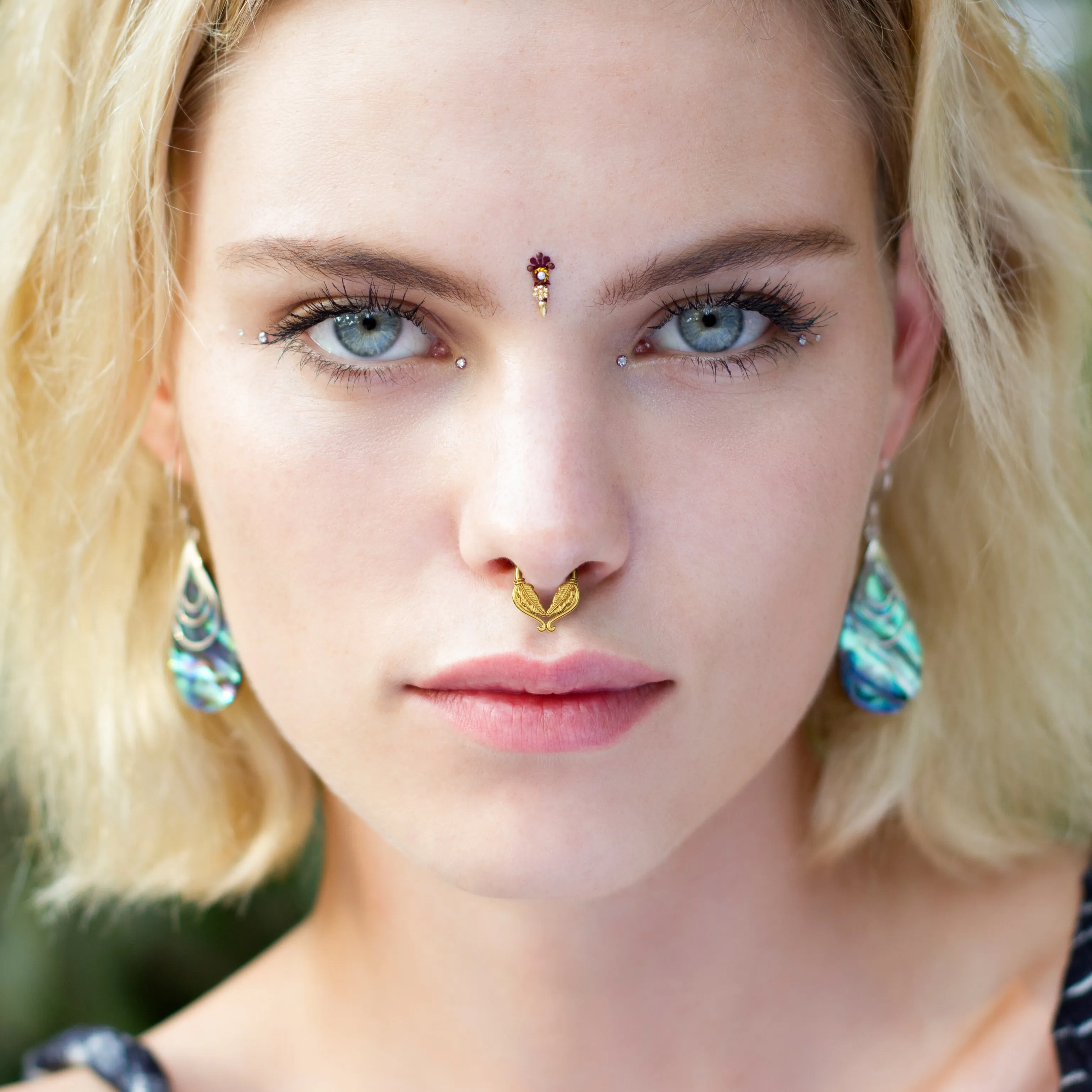 Double Feather Septum Ring