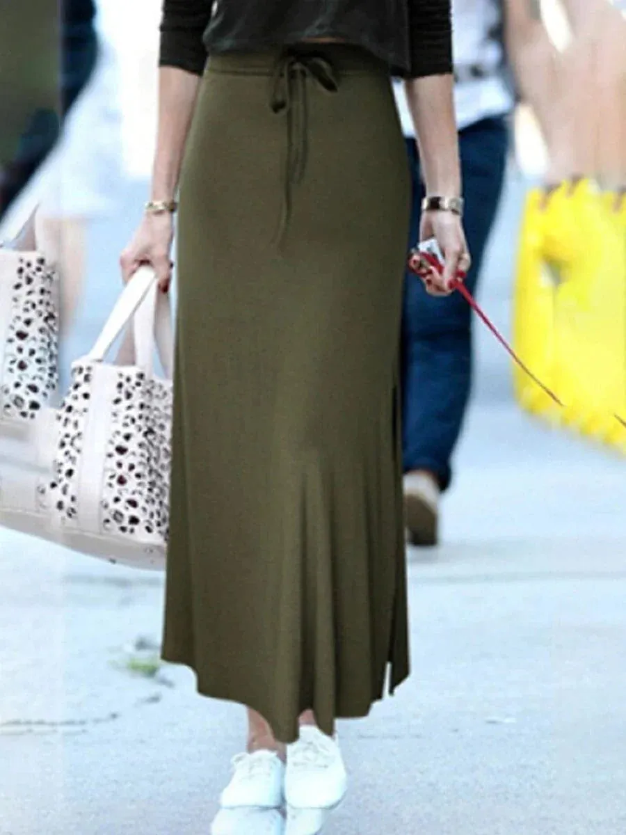 Elevate Your Style with Women's Bodycon Maxi Skirt in Navy, Black, Army Green, and Grey!