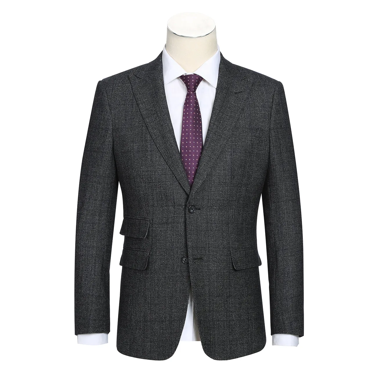 ENGLISH LAUNDRY Wool Charcoal Checked Peak Suit 52-50-410