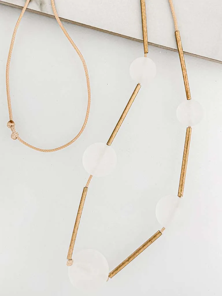 Envy Clouded Bead & Rope Necklace - Gold