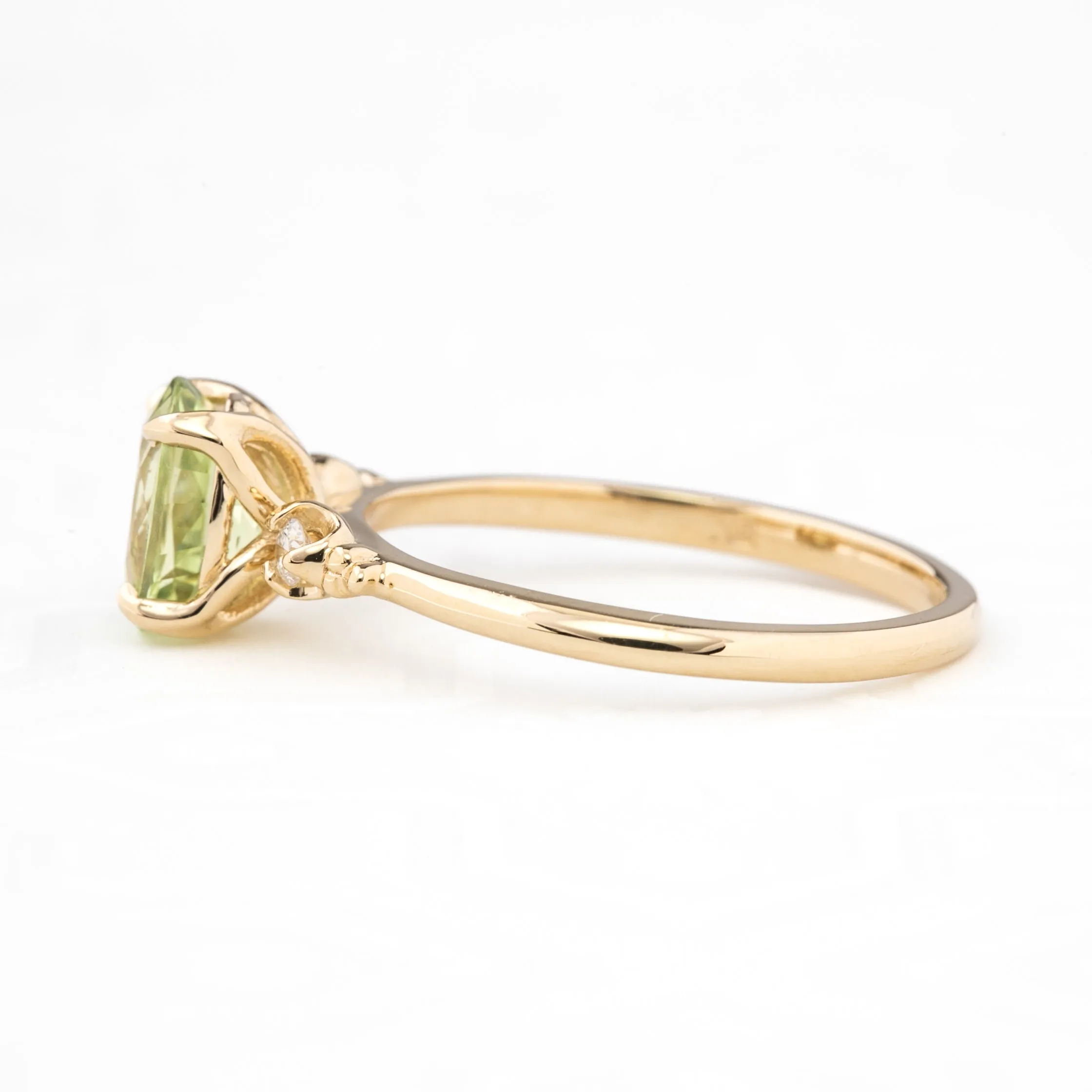 Estel Ring 1.60ct Light Green Madagascar Sapphire, 14k Yellow Gold (One of a kind)