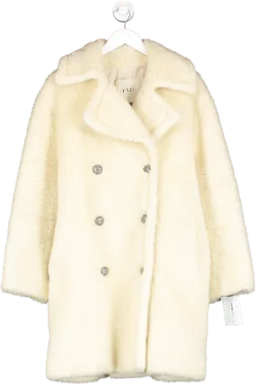 FAZ Cream Longline Fur Look Coat One Size