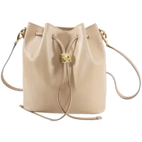 Ferragamo Sansy Light Beige Leather Two-Way Bucket Bag