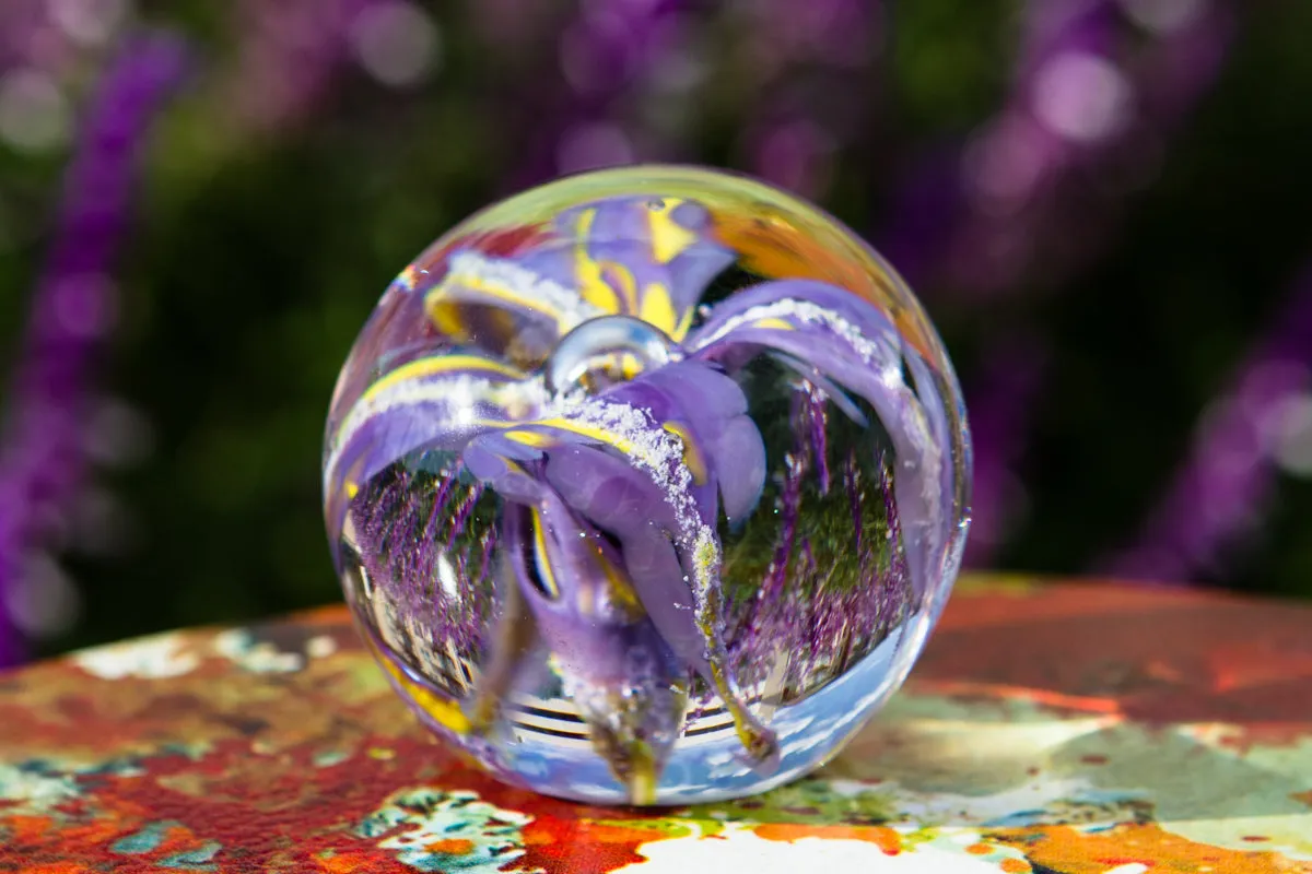 Flower Paperweight with Cremation Ash