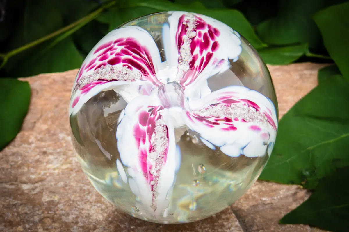 Flower Paperweight with Cremation Ash