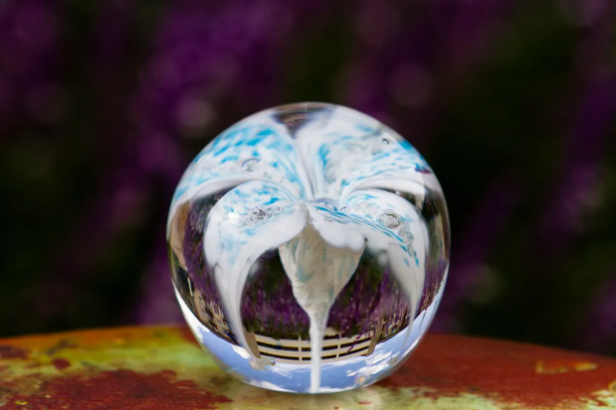 Flower Paperweight with Cremation Ash