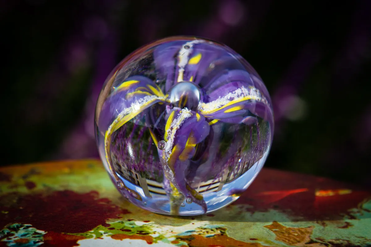 Flower Paperweight with Cremation Ash