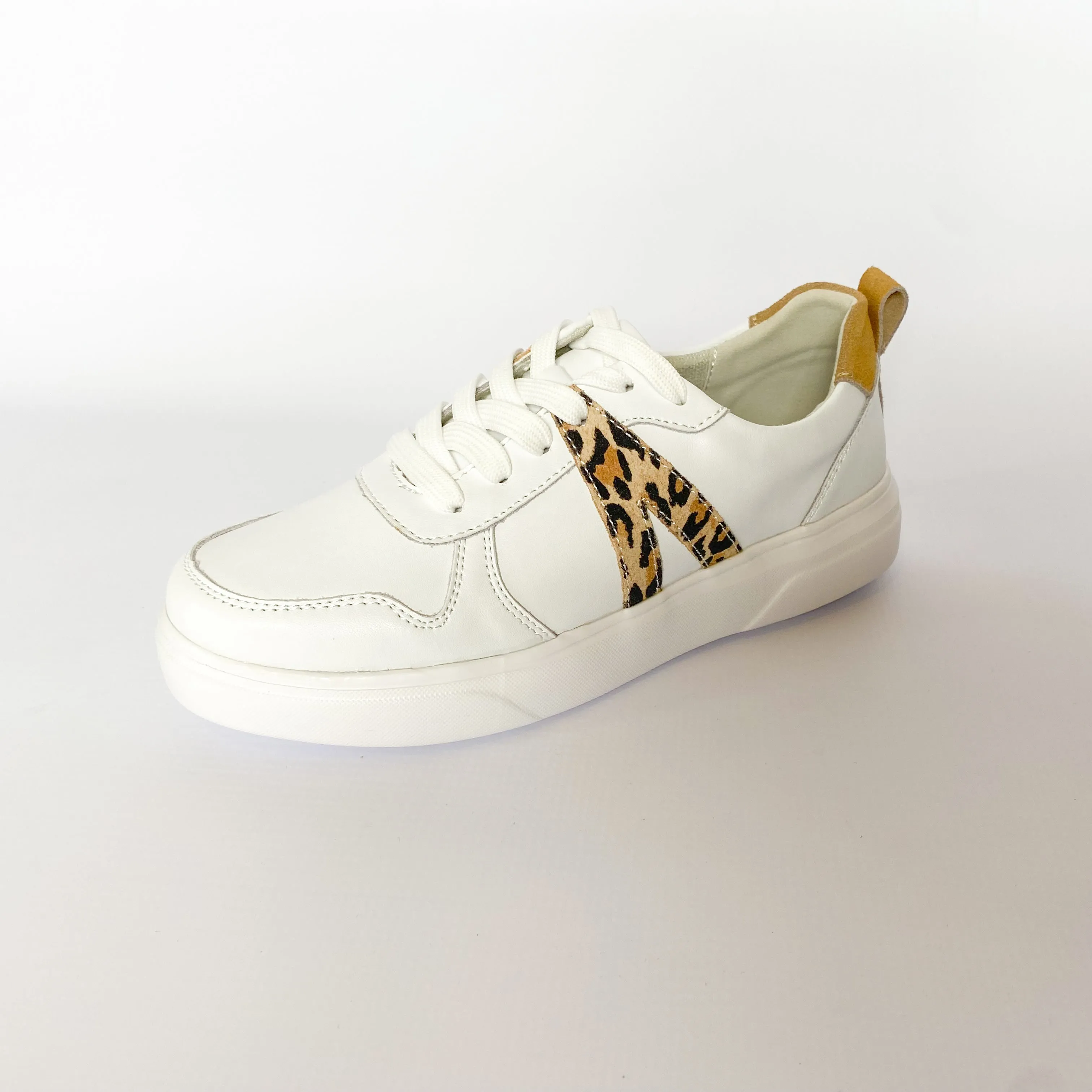 Gia white and leopard print leather sneaker