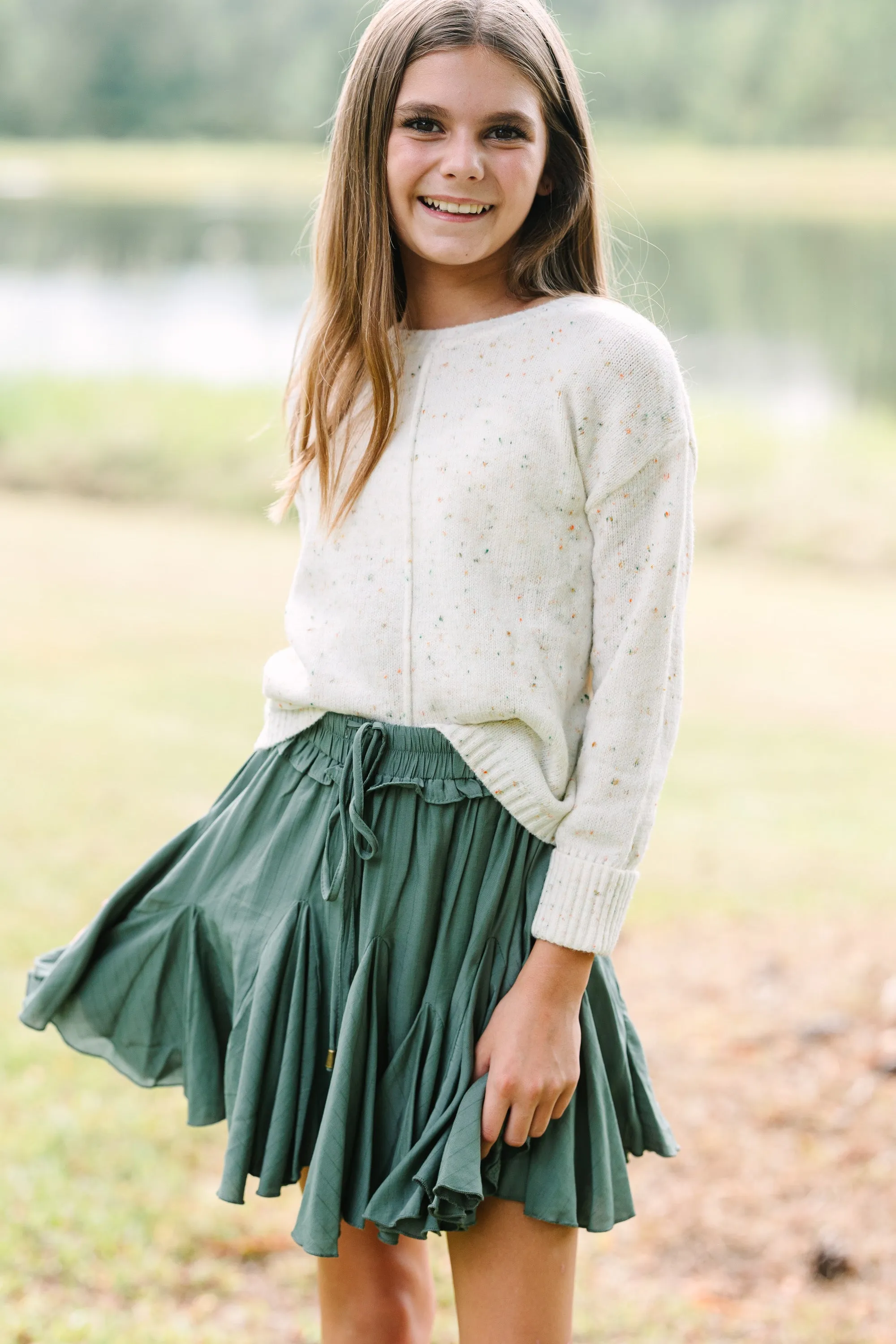 Girls: Look Your Way Olive Green Ruffled Skort