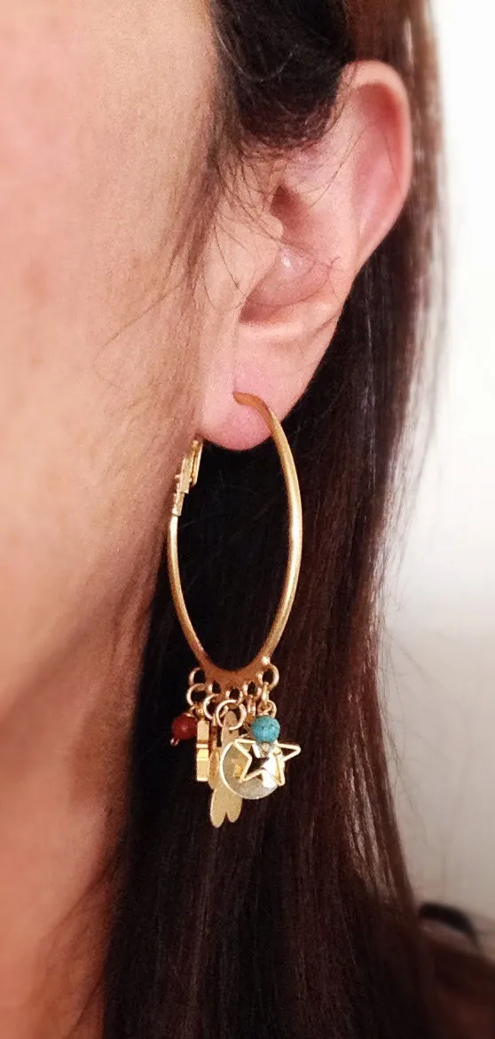 Gold Dangle Bohemian Earrings