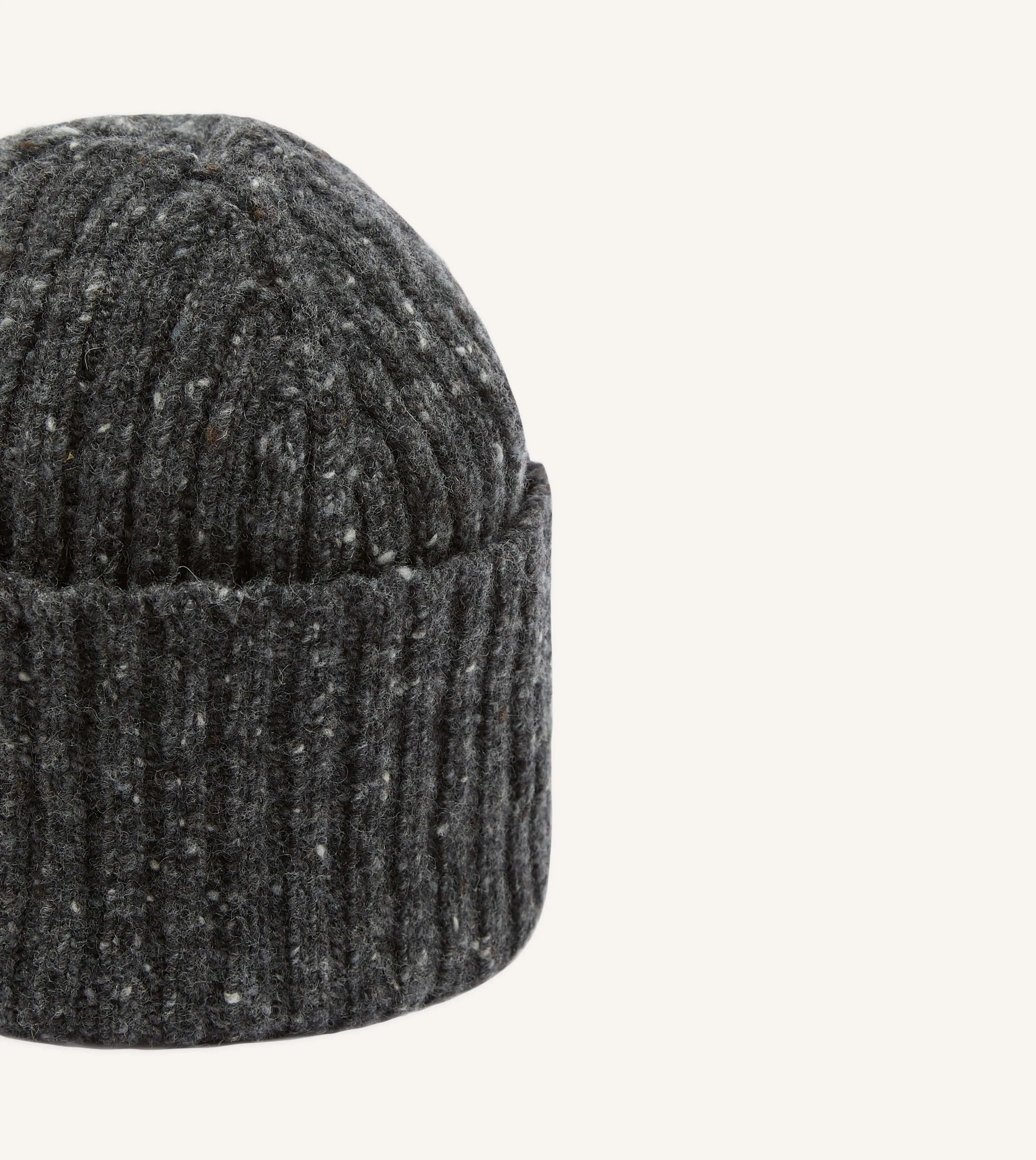 Grey Donegal Ribbed Merino Knit Cap