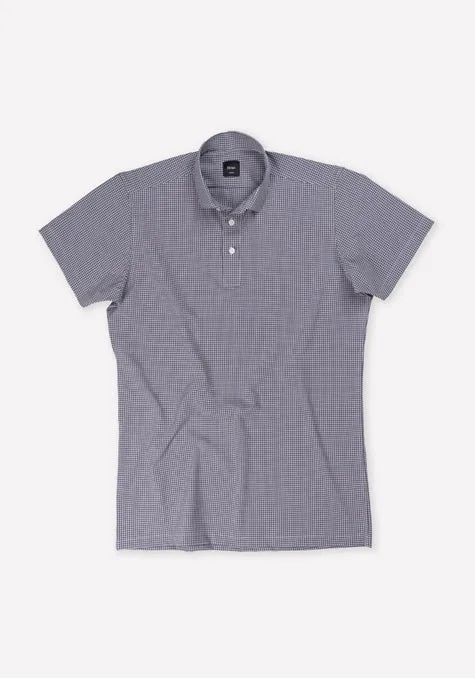 Grey Mini Checkered Four-Way Performance Stretch Half Sleeves Shirt - Wrinkle Free