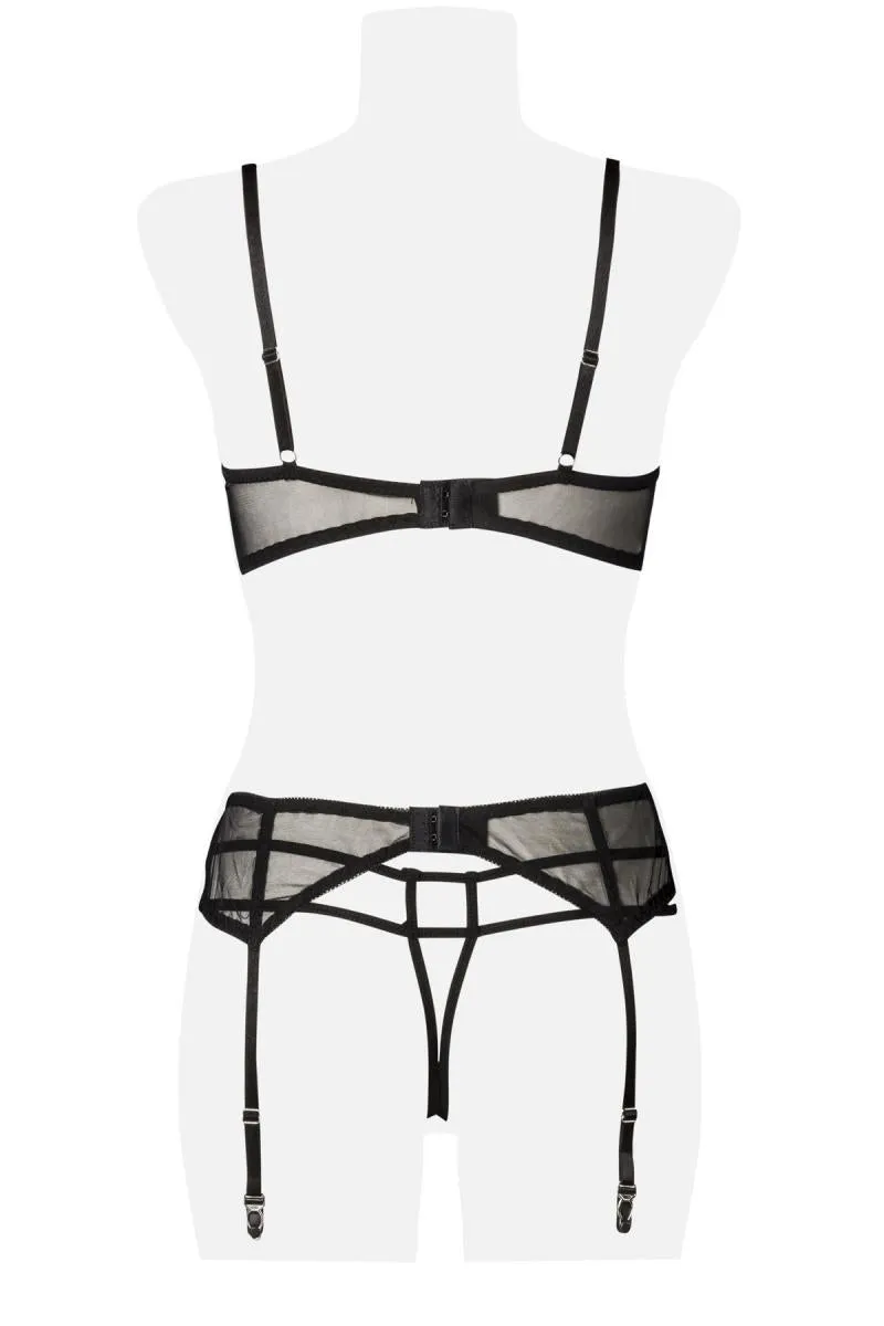 Grey Velvet Five-Part Lingerie Set