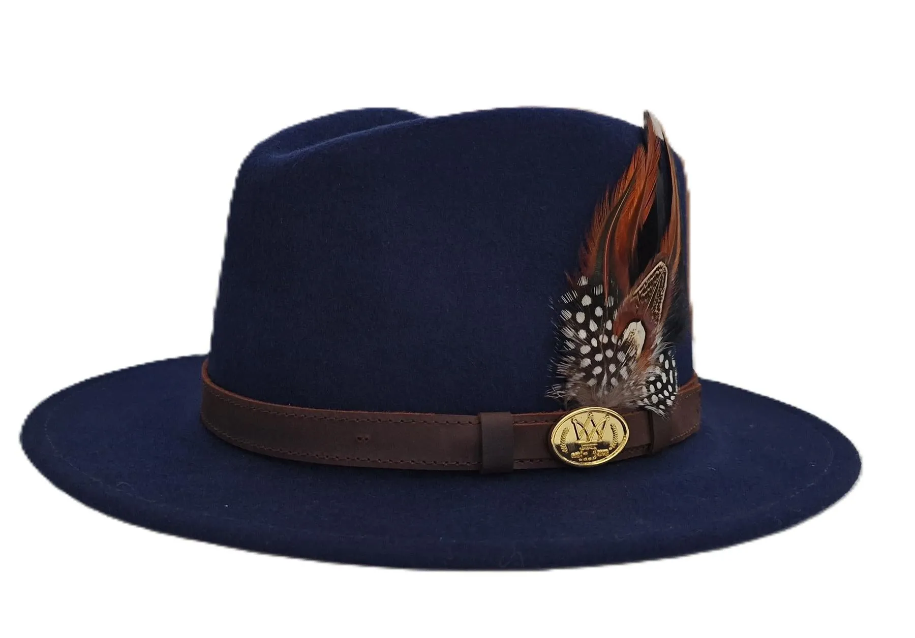 Hazy Blue Mens Ladies Hat Fedora Wide Brim Wool Hat