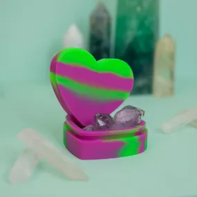 Heart Shaped Silicone Trinket Box - Purple & Green