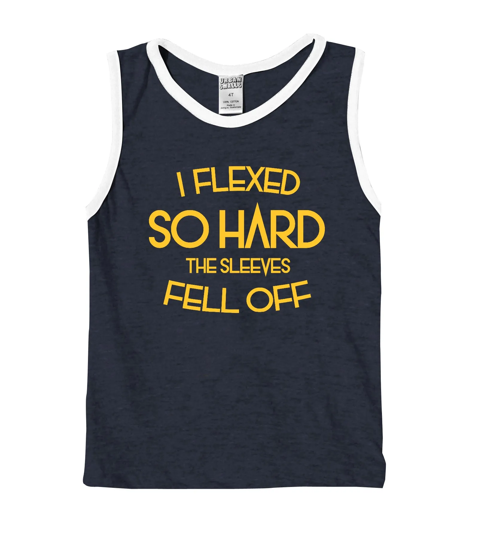 Heather Navy & White 'I Flexed so Hard' Muscle Tank