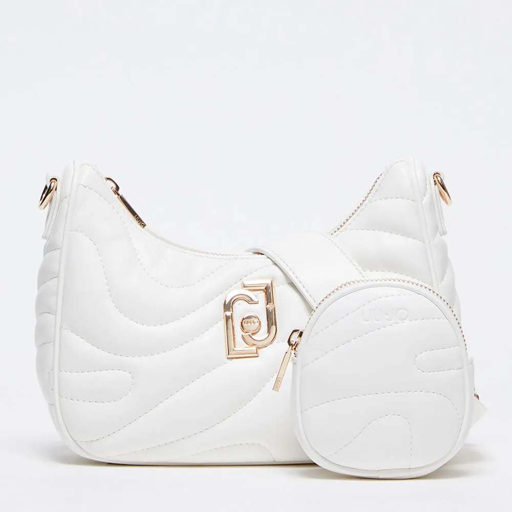 Hobo Bag con Tracolla LIU JO Better Trapuntata Off White con Charm