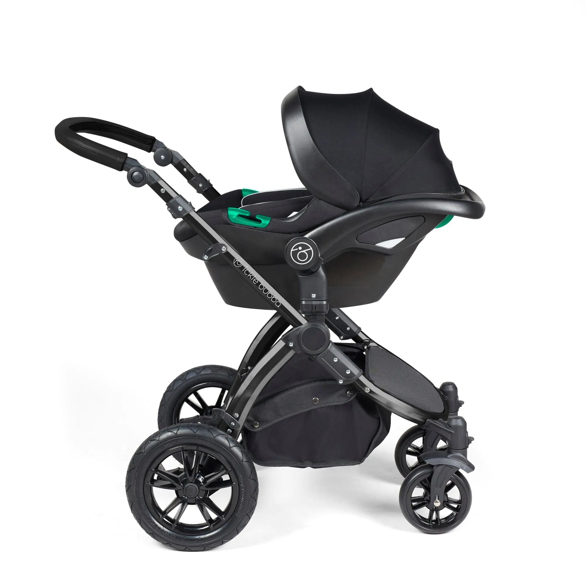 Ickle Bubba Stomp Luxe All-in-One I-Size Travel System With Isofix Base - Black / Midnight / Black