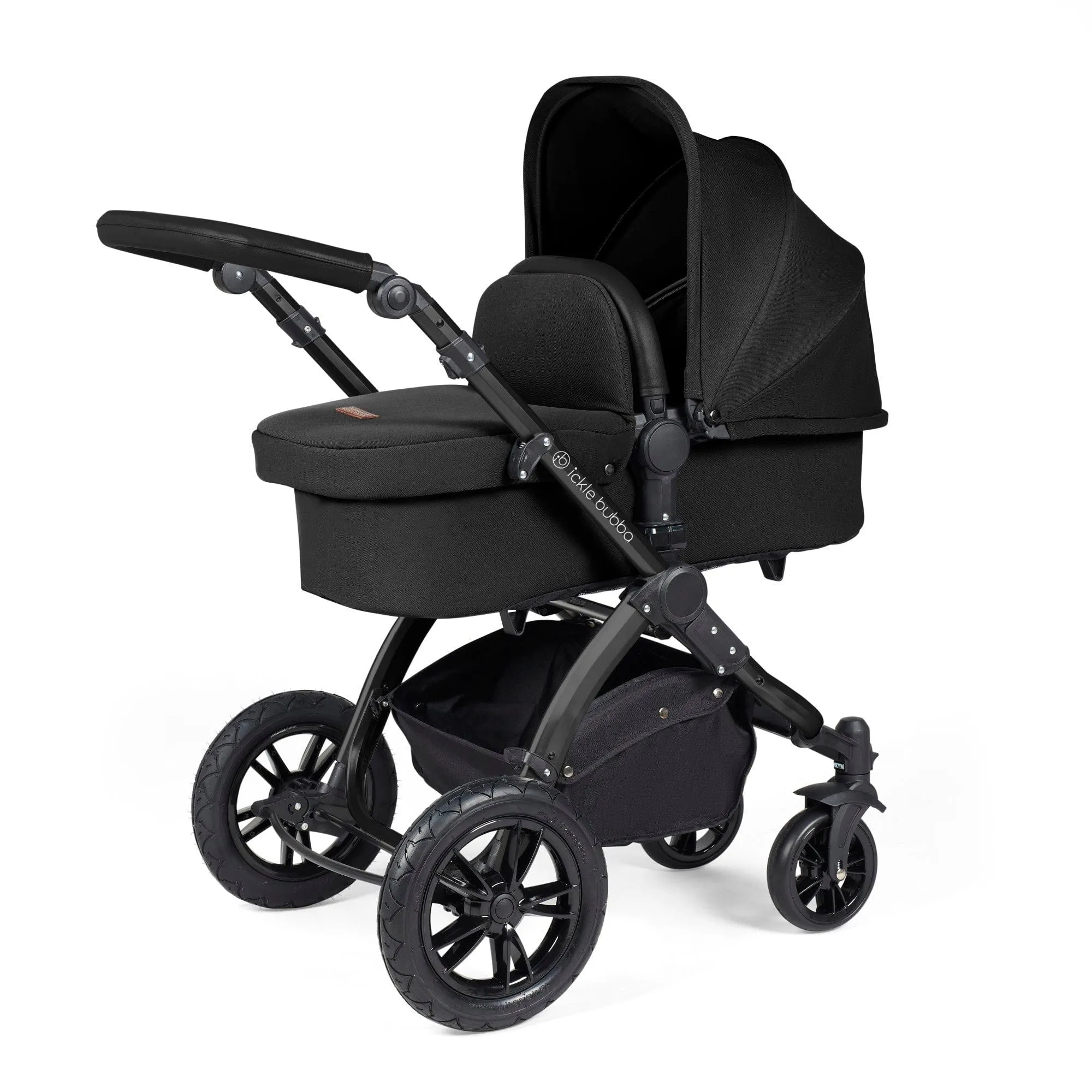 Ickle Bubba Stomp Luxe All-in-One I-Size Travel System With Isofix Base - Black / Midnight / Black