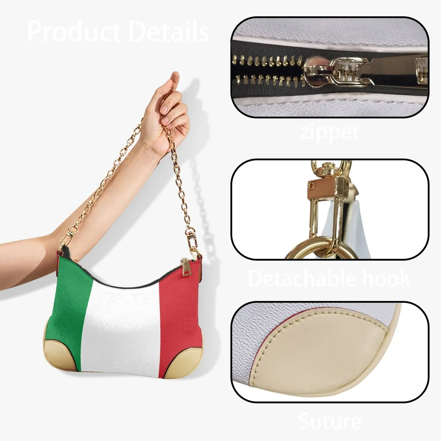 Italian Flag Shoulder Bag PU Leather