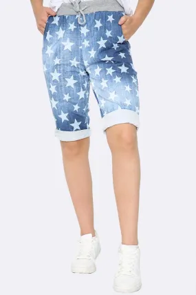 Italian Mini Star Print 3/4 Drawstring Trouser