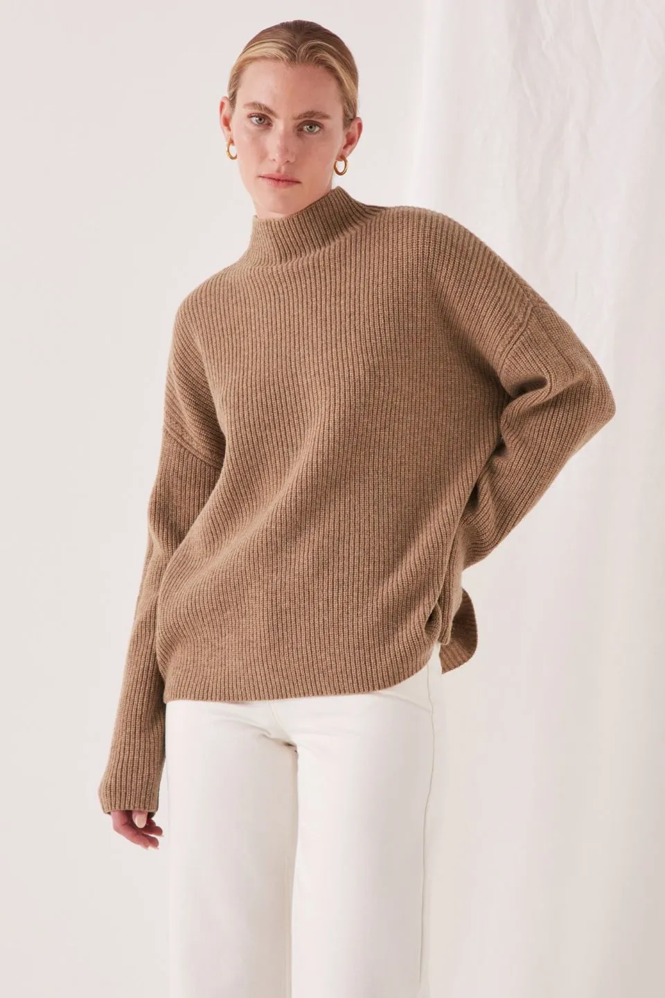 Jude Caramel Marle High Neck Knit