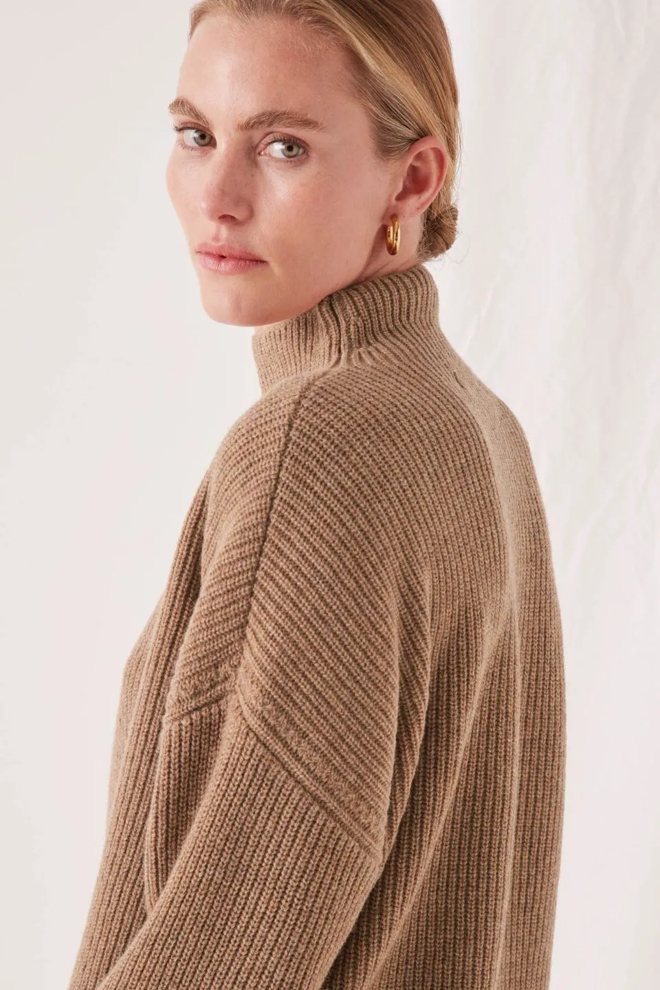 Jude Caramel Marle High Neck Knit