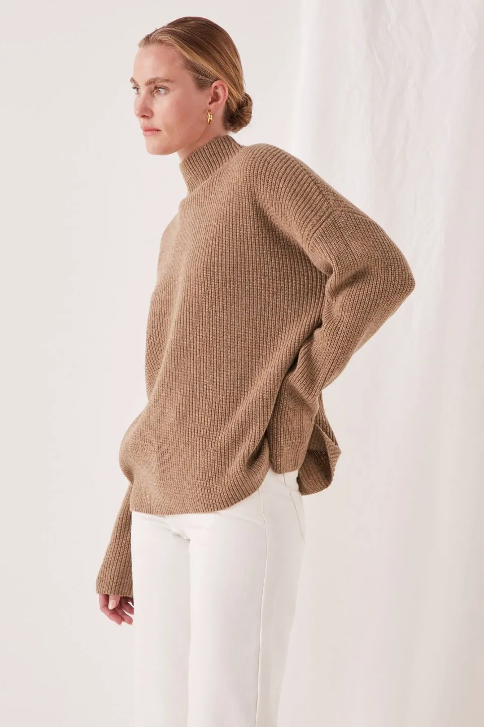 Jude Caramel Marle High Neck Knit