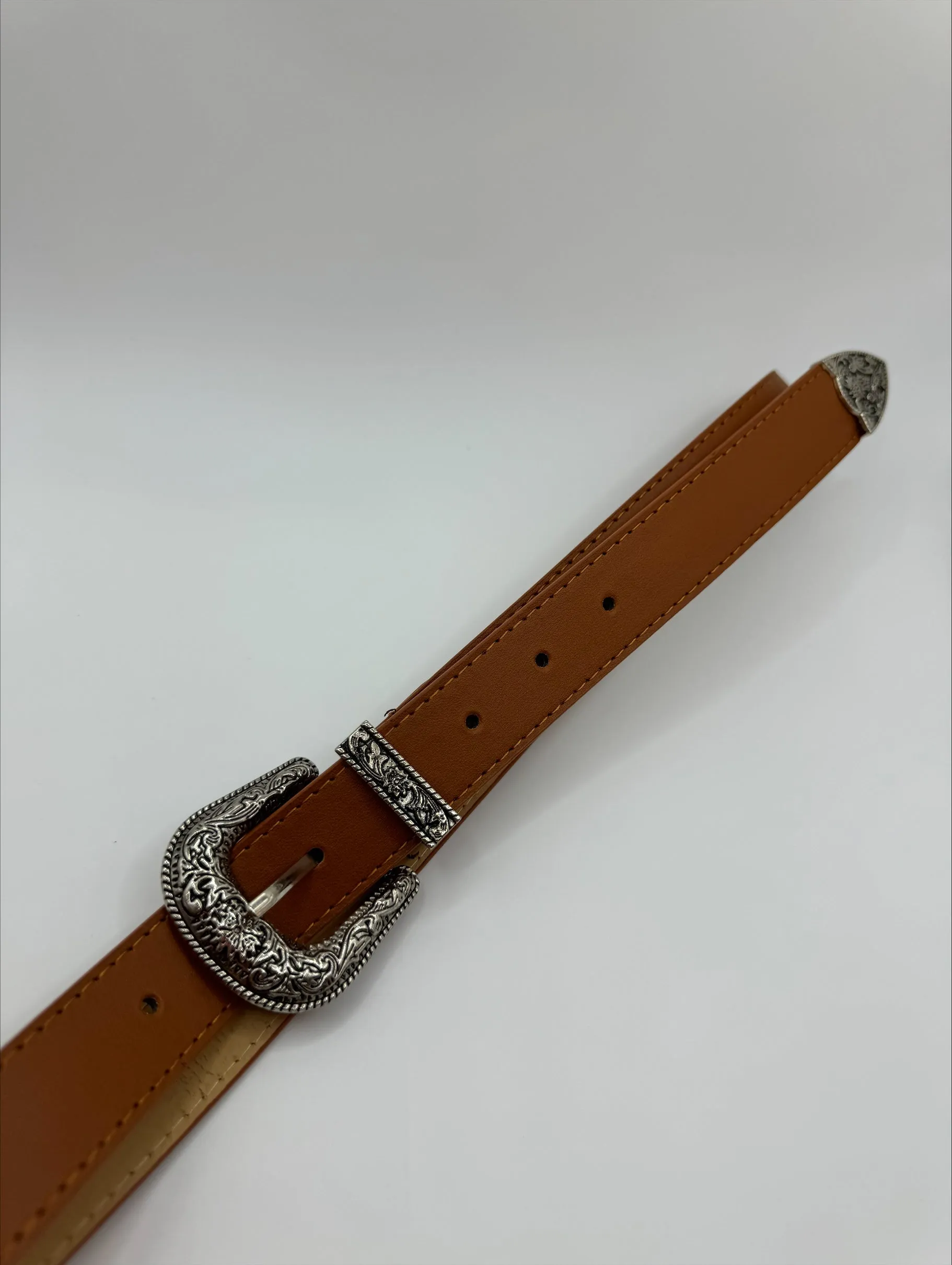 Julia Silver Buckle Tan Belt