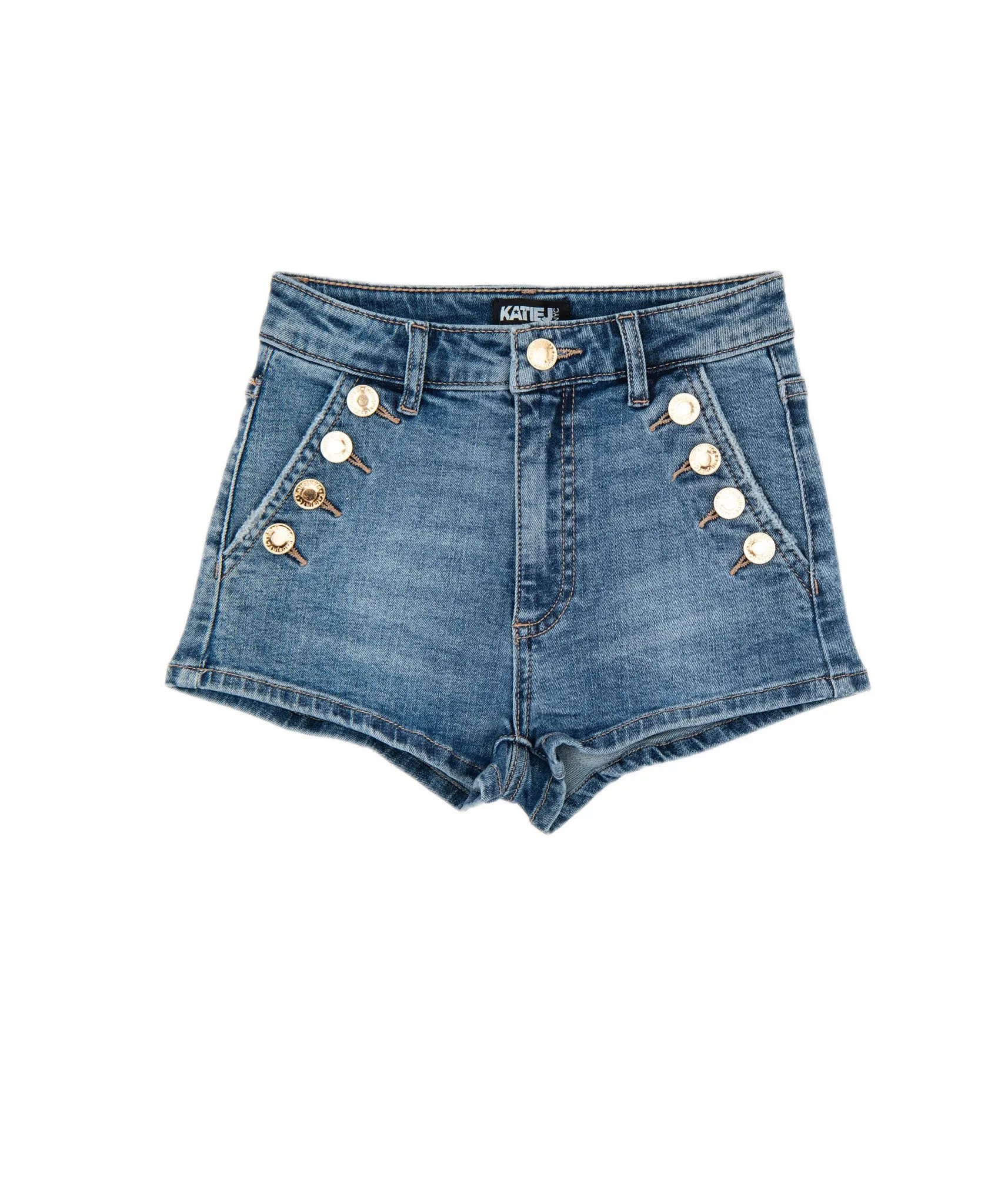 Katie J NYC Girls Nantucket Mid Wash Jean Shorts