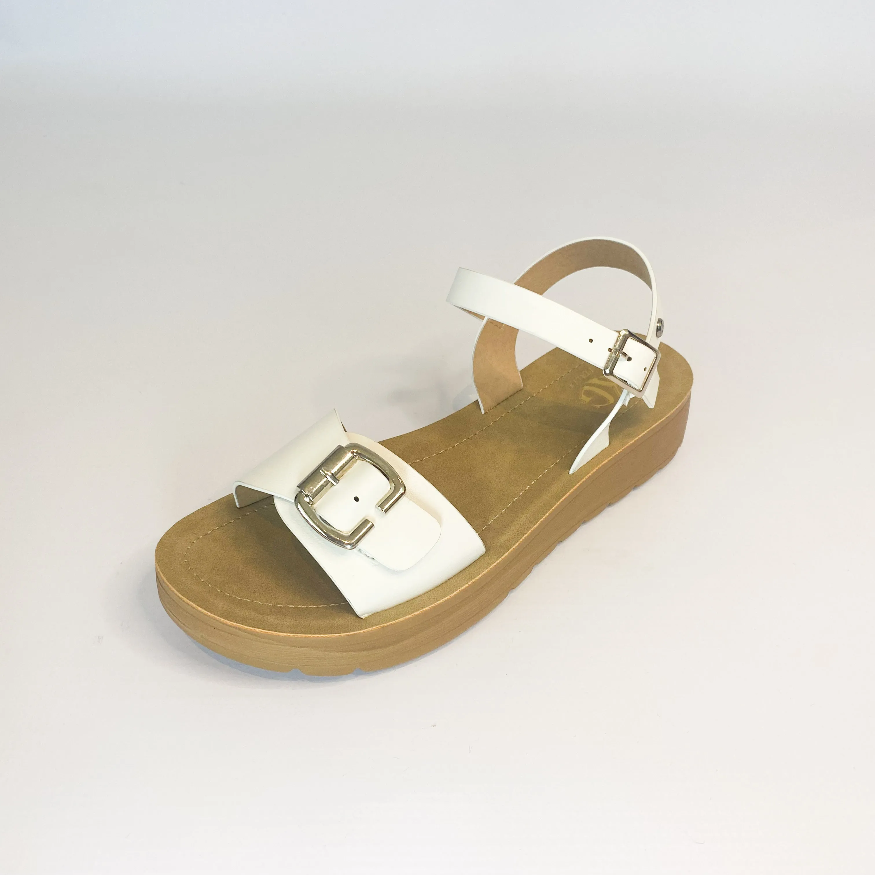 KG white buckle strap sandal