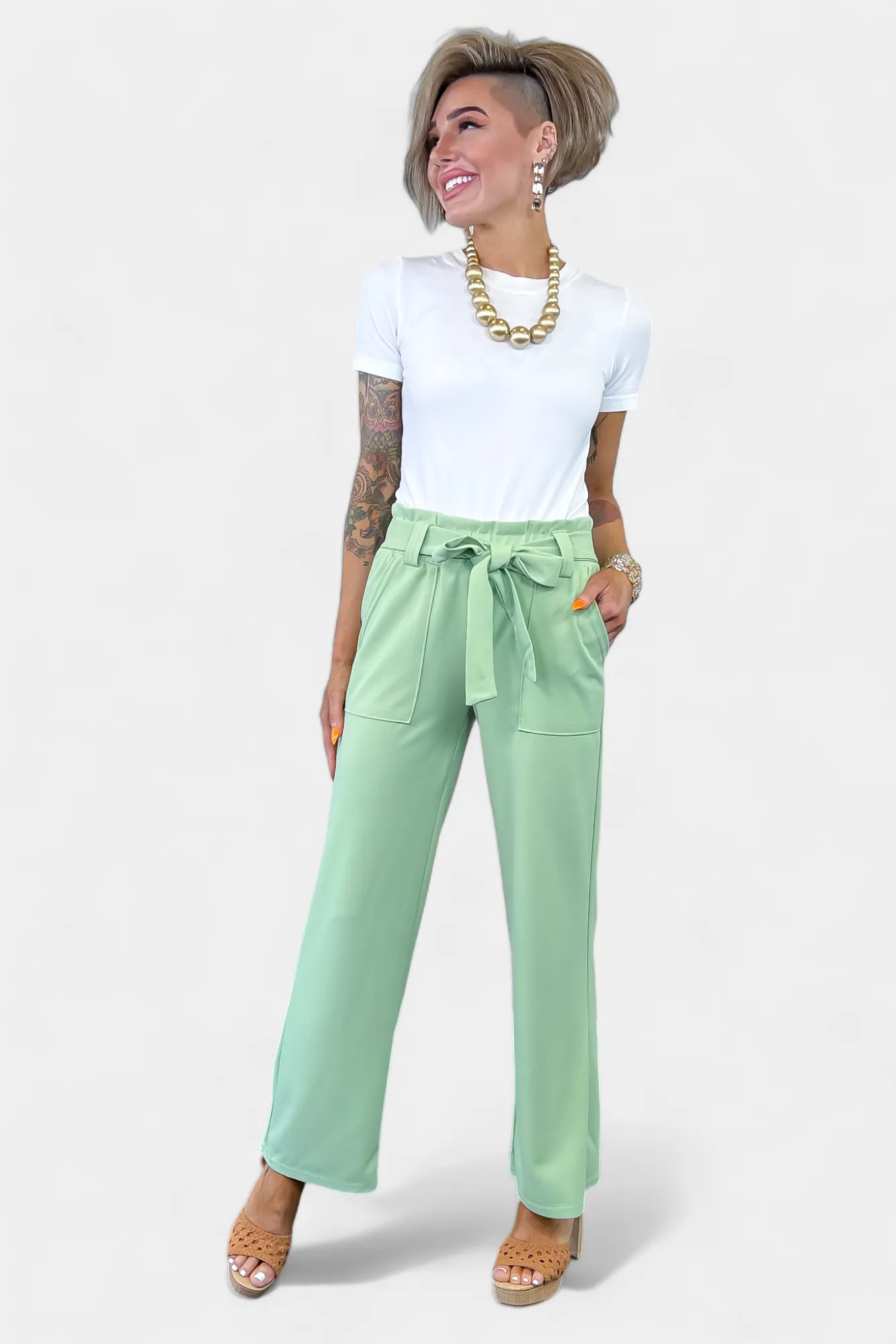 Knit Tie Crop Pants