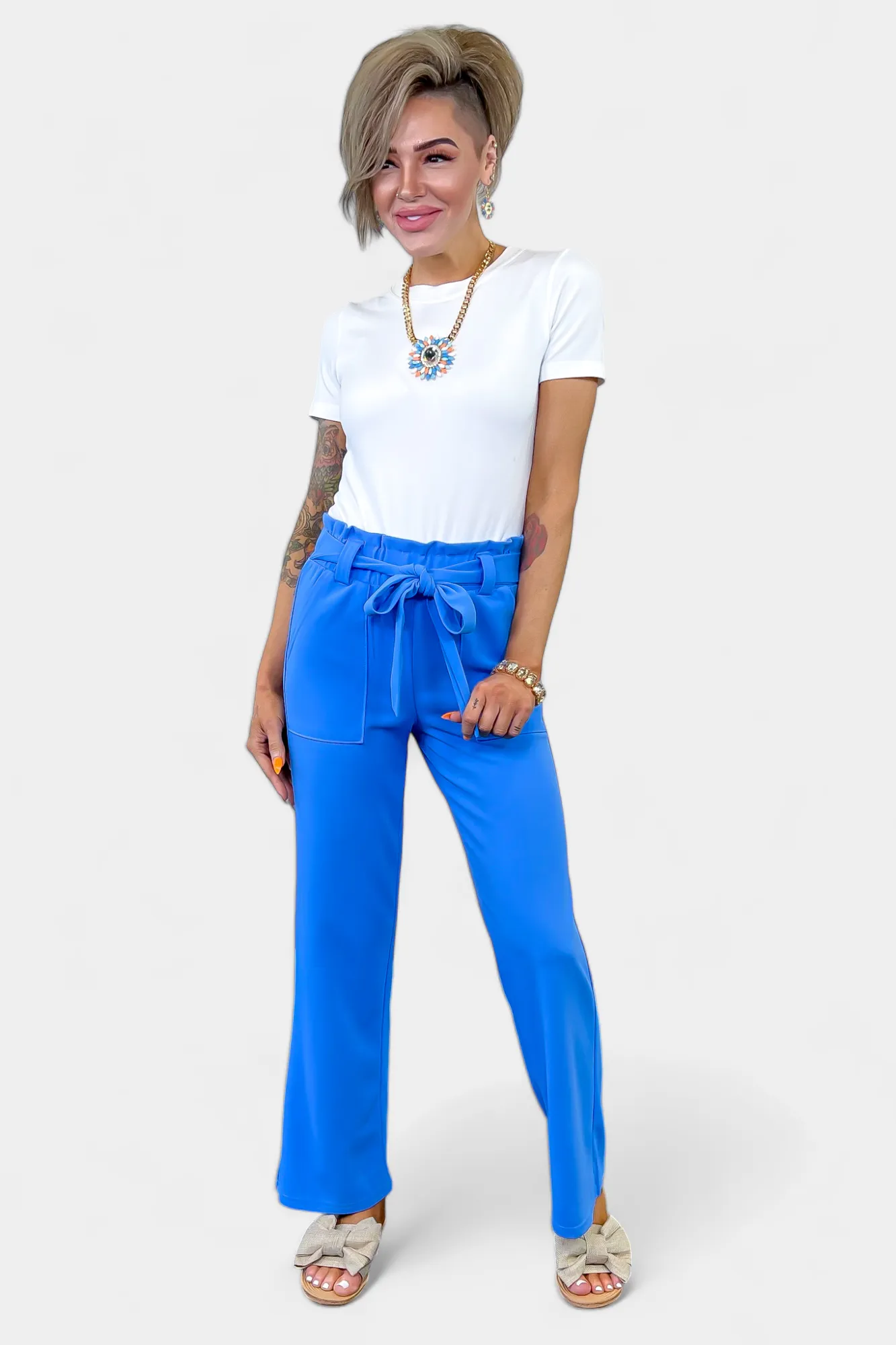 Knit Tie Crop Pants