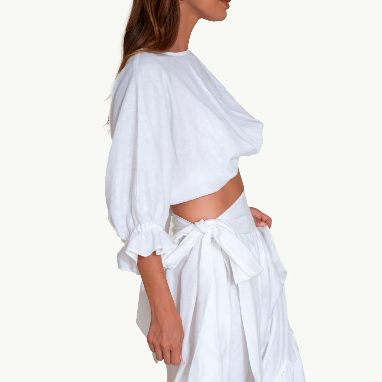 KRISSY CROP WHITE LINEN