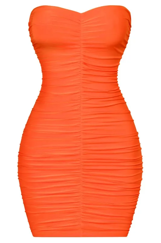 Kylie Sexy Tube Ruched Mini Dress