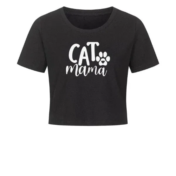 Ladies Cropped Tee Frontdruck / Cat Mama