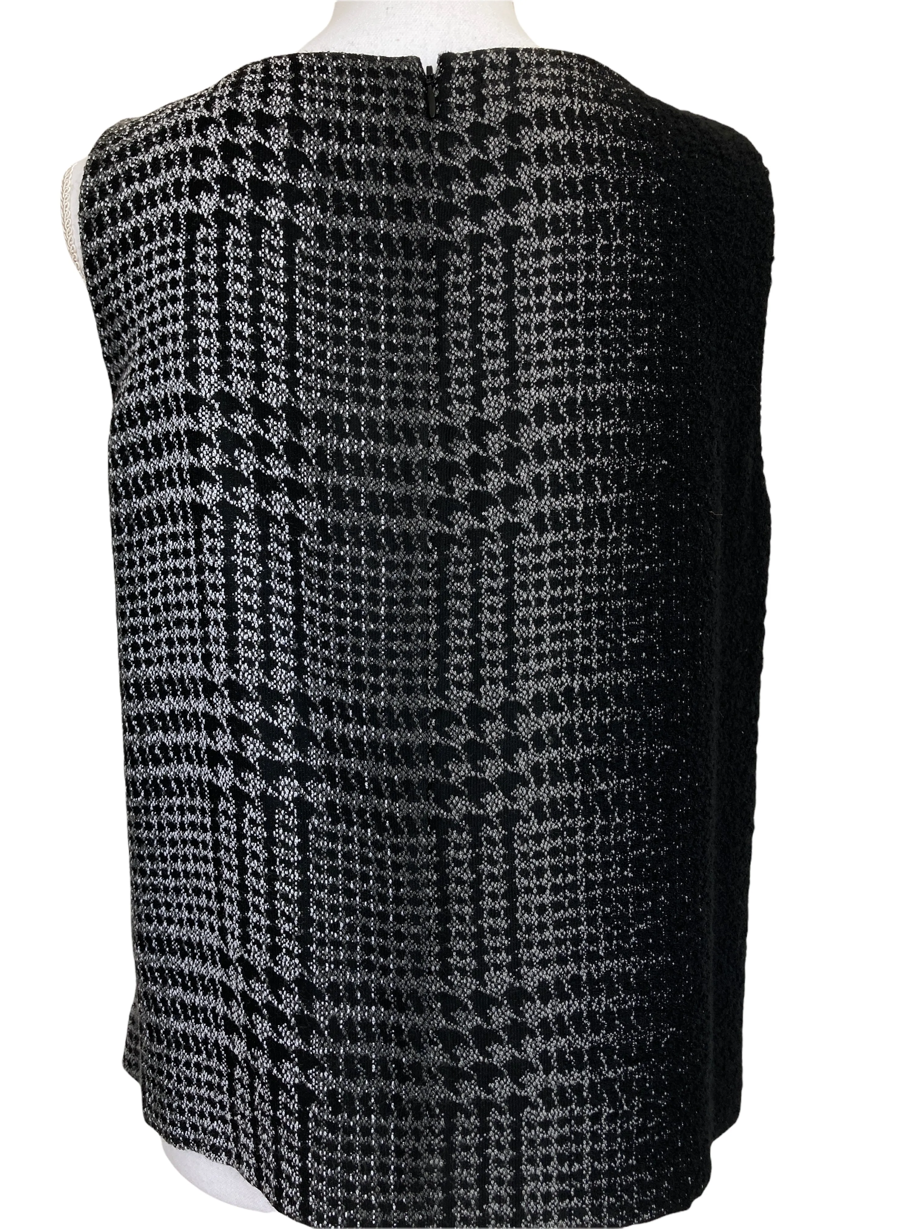 Lafayette 148 Charcoal Plaid Sleeveless Top, 8