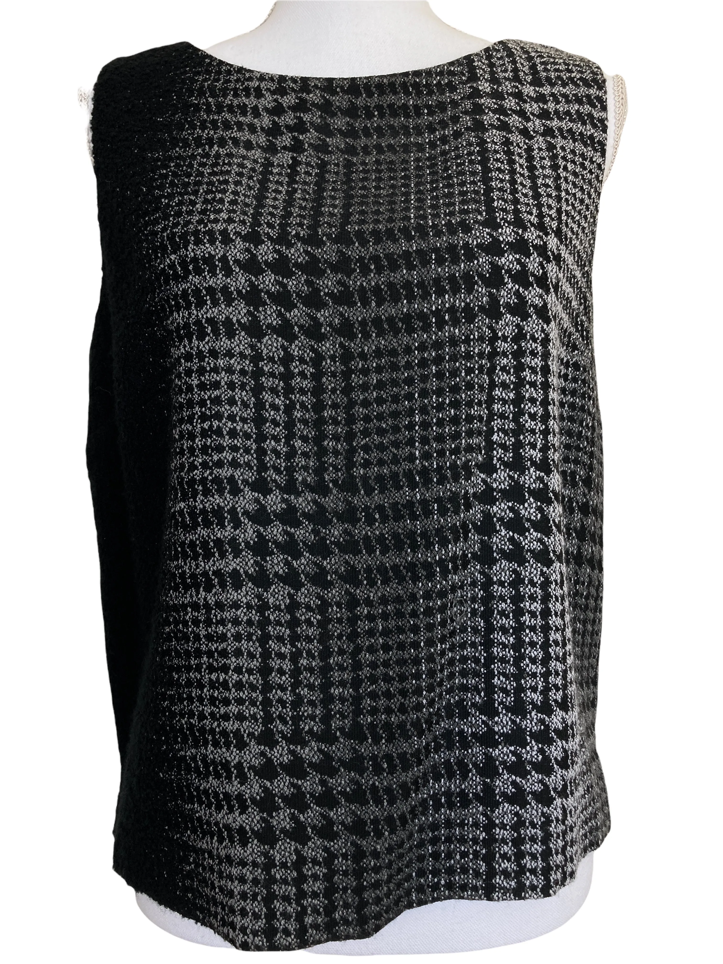 Lafayette 148 Charcoal Plaid Sleeveless Top, 8